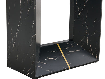 Modern Dining Table With Marbled Design For Luxurious Elegance - Black