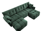 Dark Green / 3 Pc. 3 Seater Sectional, 2 Ottomans