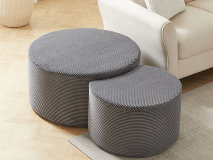 Modern Upholstered Round Coffee Table For Living Room (Set of 2)