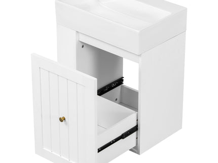 Modern Bathroom Vanity With Sink, Storage Cabinet, Drawer & Side Shelf