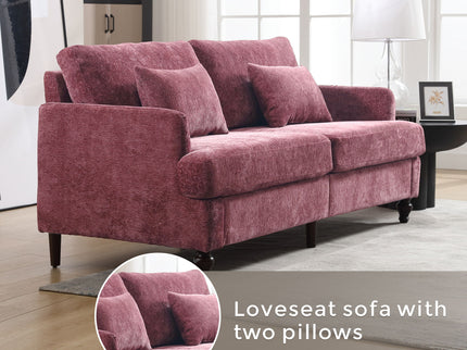 Mid Century Modern Fabric Loveseat Sofa, 2 Seat Upholstered Couch