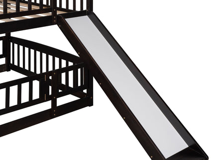 Low Bunk Bed With Slide, Fence And Ladder