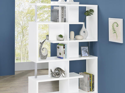 5 Tier Geometric Bookcase - White