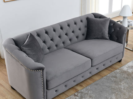 Modern Chesterfield Sofa With Tufted Backrest For Living Room
