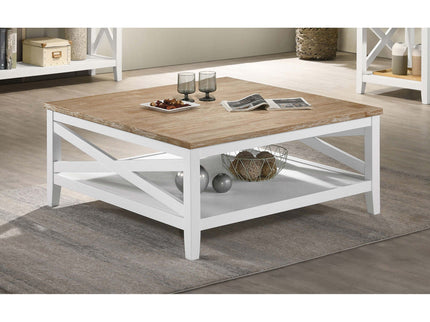 Evanston - Square Coffee Table With Shelf - White