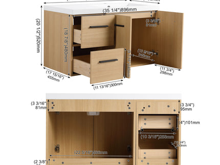 Wall Mounted Floating Bathroom Vanity With Sink, Door & Drawers Modular Cabinet