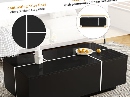 Extendable Coffee Table With 2 Hidden Storage Space And 2 Drawers For Living Room