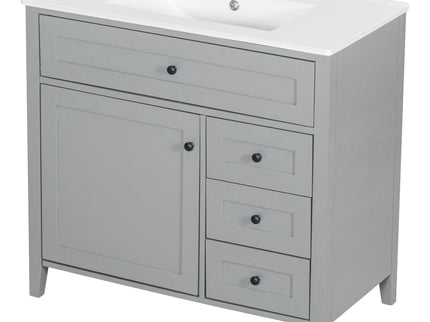 Bathroom Vanity With Sink, Cabinet With 3 Drawers And Adjustable Shelf