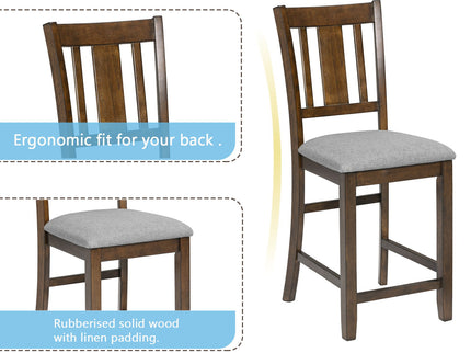 5 Pieces Dining Table Set, Counter Height Kitchen Table Set With Square Table And 4 Upholstered Chairs