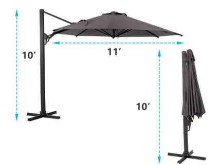 Round Cantilever Patio Umbrella With 360 Rotation & Infinite Tilt Adjustment