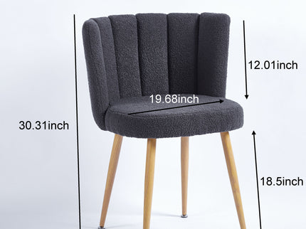 Modern Dining Chair (Set of 2) With Iron Tube Wood Color Legs, Shorthair Cushions And Comfortable Backrest, Suitable For Dining Room, Living Room, Cafe, Simple Structure