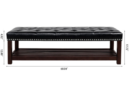 Bedroom End Of Bed Bench Tufted Upholstered End Of Bed Bench End Of Bed Entrance Shoe Bench With Nailhead Trim And Shelf Bedroom Upholstered Bench Living Room Shoe Rack Footstool