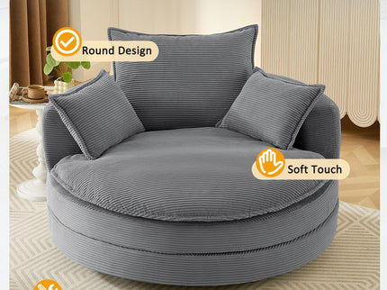 360° Swivel Accent Barrel Chair With Dual Layer Cushion And 3 Removable Pillows