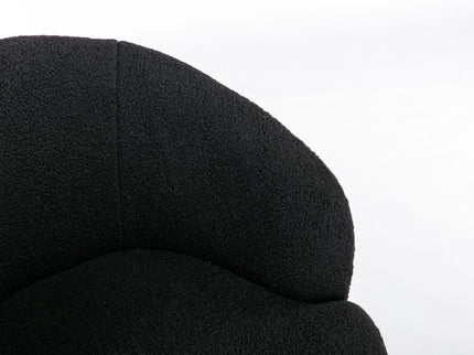 Teddy Fabric Swivel Accent Armchair Barrel Chair With Powder Coating Metal Ring