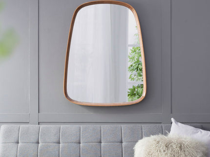 Irrgeular Mirror With Wood Frame, Wall Mirror For Living Room Bathroom Entryway - Brown