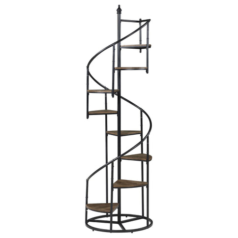8 Shelf Staircase Bookcase Industrial Storage And Scratch Resistant Shelves - Brown