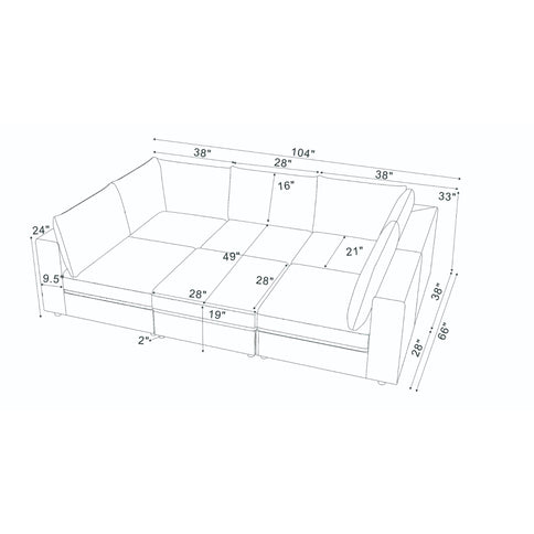 Modern Reversible Modular Sectional