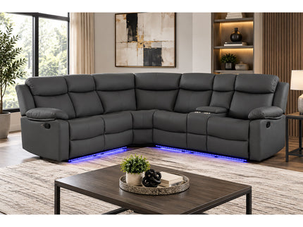 Blanche - Sectional Sofa With LED Lighting And Integrated Speaker - Gray