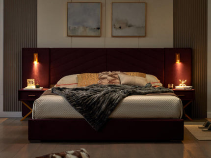 Comfortable Upholstered Bed With Vertical Channel Tufted Wingback Headboard