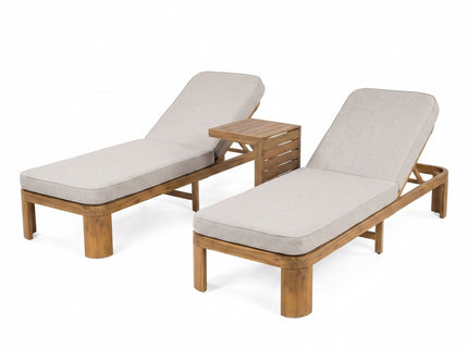 Outdoor Chaise Lounge Set With Side Table, 5 Position Adjustable Patio Recliner