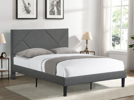 Upholstered Platform Bed Frame With Headboard, Wood Slat Support