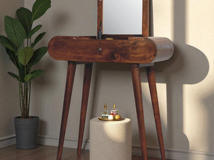 Mini Round Fold Vanity - Chestnut