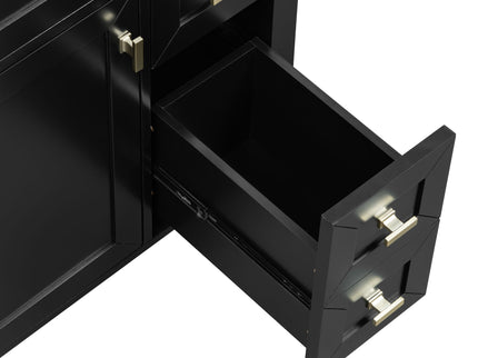 Bathroom Vanity With Sink, 3 Drawers & Cabinet With 2 Tier Door Storage Rack, Soft Close Doors & Drawers