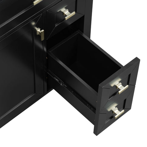Bathroom Vanity With Sink, 3 Drawers & Cabinet With 2 Tier Door Storage Rack, Soft Close Doors & Drawers