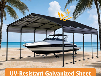 Heavy Duty Carport With Galvanized Roof And Enhanced Base - Anthracite