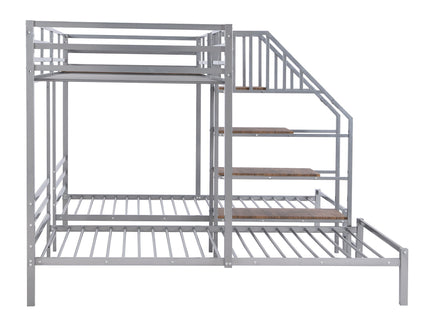 Metal Bunk Bed With Storage Shelves Staircase