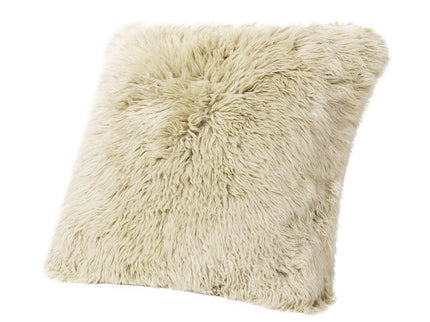 Astrid - Square New Zealand Sheepskin Accent Throw Pillow Cover With Feather Insert - Taupe / Natural