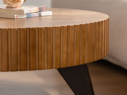Round Retro Coffee With Solid Wood Legs