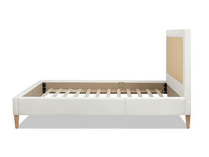 Haley - Upholstered Cane Back Platform Bed