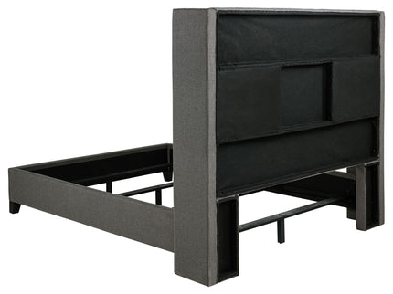 Lendra - Upholstered Wingback Bed With Tufted Headboard