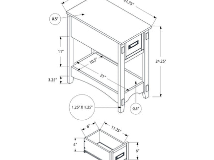 Accent End Table, 2 Tier, Narrow, Storage Drawer, Transitional - Walnut