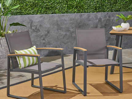 Aresha - Metal Outdoor Dining Armchair (Set of 2) - Gray