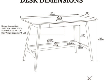 Parker - Desk With Storage Shelf - Off White / Pecan