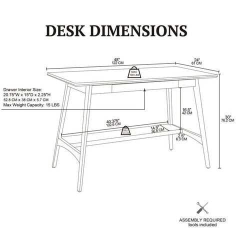 Parker - Desk With Storage Shelf - Off White / Pecan