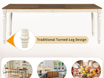 Rectangular Dining Table With Framed Top And Turned Legs - Natural