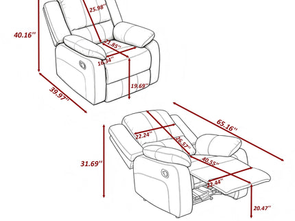 Reclining Armchair Single Recliner With 150° Recline