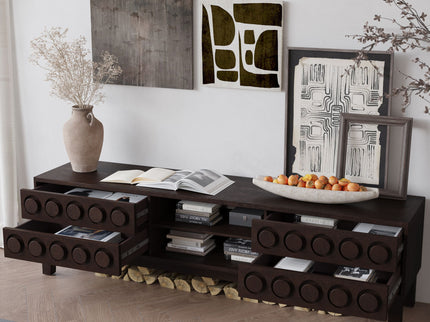 Media Console With 4 Drawers And Cable Management