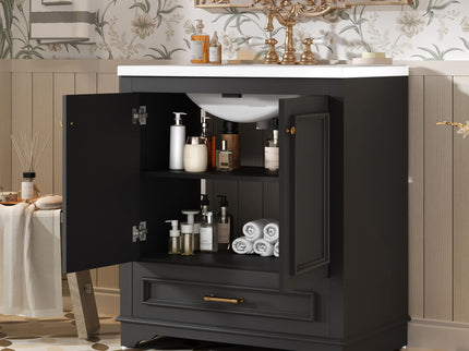 Bathroom Vanity With Sink, Cabinet & 2 Soft Closing Doors & Adjustable Shelf