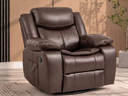 Rocker Recliner Chair With Manual Recline And 360° Swivel Base