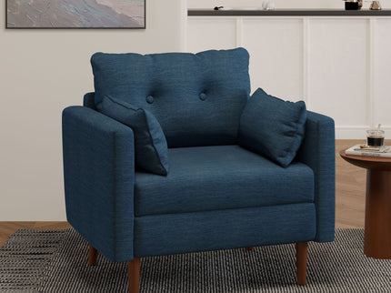 Enchantica - Upholstered Fabric Club Chair With Button Tufted And 2 Accent Pillows
