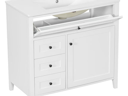 Bathroom Vanity With Sink, 3 Drawers & Cabinet With Adjustable Shelves