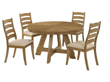 Kent - 5 Piece Dining Table Set With Upholstered Chairs - Brown Oak