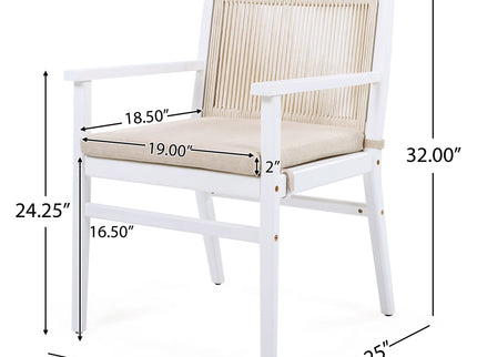 Outdoor Acacia Wood Patio Dining Armchair (Set of 2)