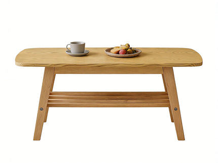 Coffee Table With Double Layer Storage For Living Rooms - Wood
