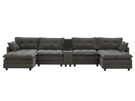 Oversized Modular Sectional Sofa With Multi Functional Console