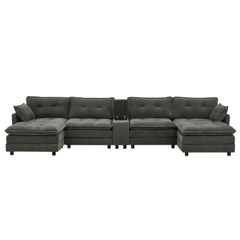 Oversized Modular Sectional Sofa With Multi Functional Console